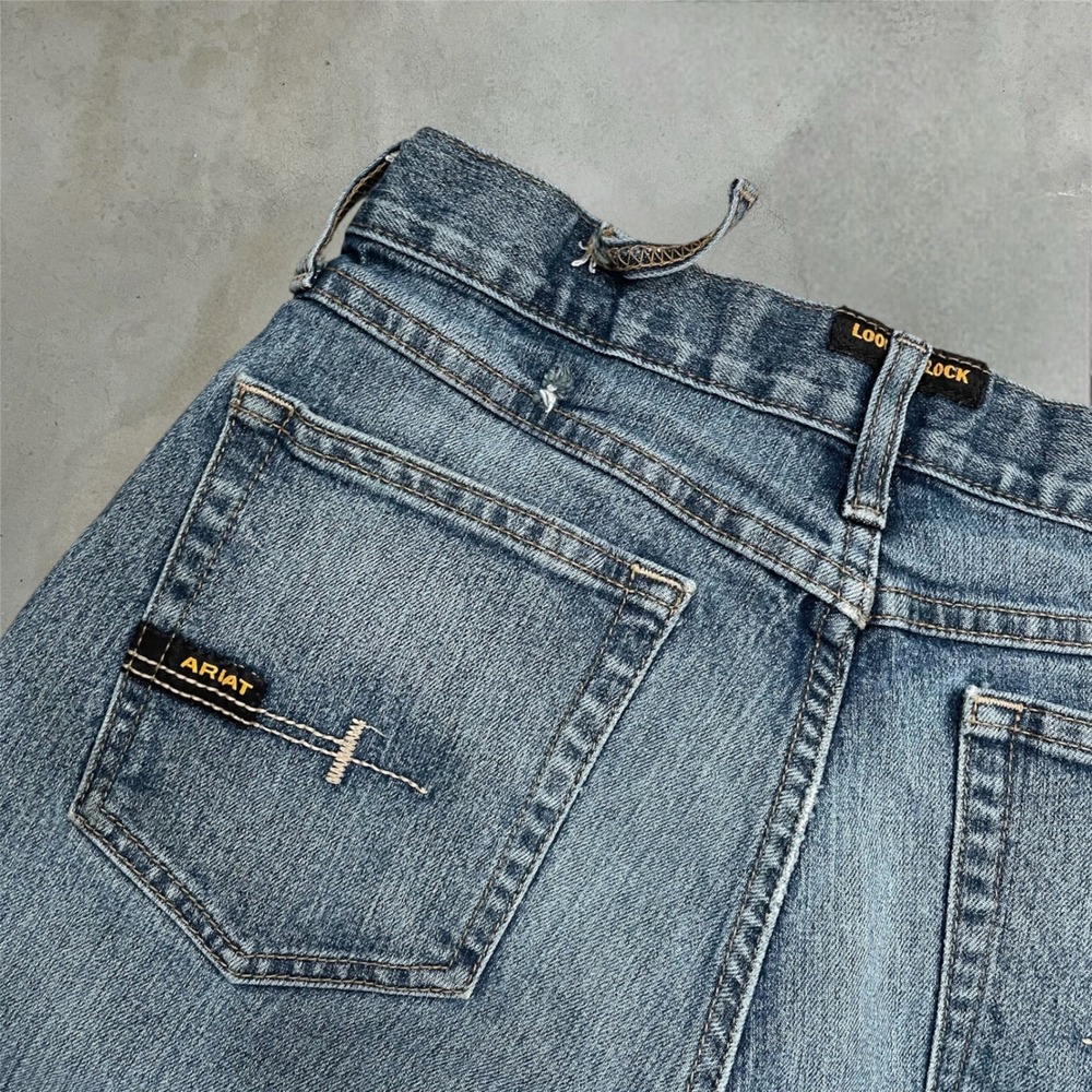 Ariat Rebar M4 Jeans Mens 30x30 Blue Relaxed Bootcut Workwear Denim Pants - Picture 5 of 9